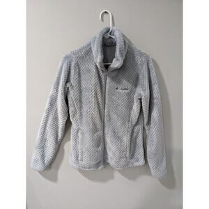 Columbia Full Zip Light Blue Gray GREY Fleece M Medium